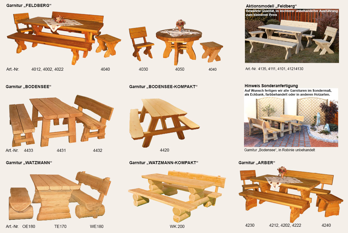 Artikelabbildungen massive und kompakte Garnituren