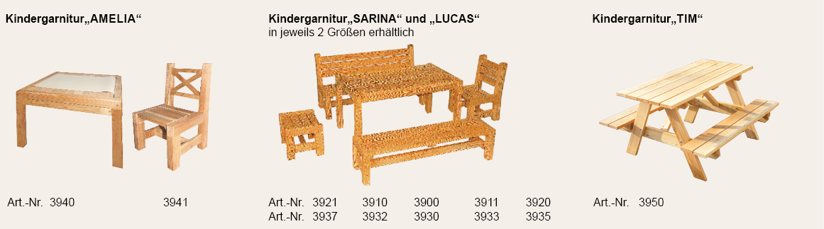 Abbildungen Kindergarnituren