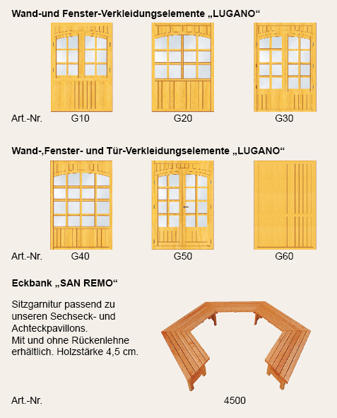 Artikelabbildungen Pavillon Wand- und Fensterverkleidung Lugano