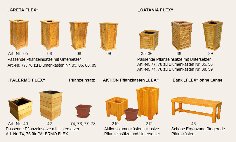 Artikelabbildungen Pflanzkästen Serie Flex