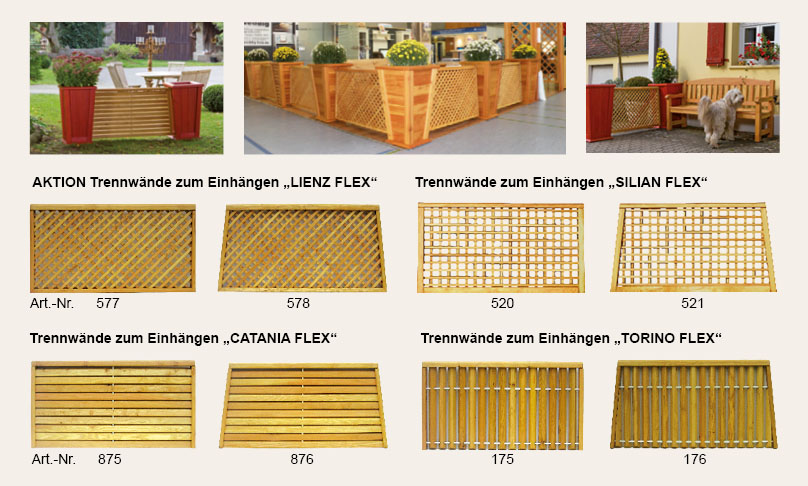 Artikelabbildungen Pflanzkästen Trennwände zu Serie Flex