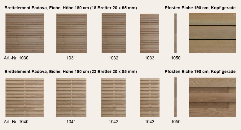 Artikelabbildungen Sichtschutzzaun Serie Padova Eiche