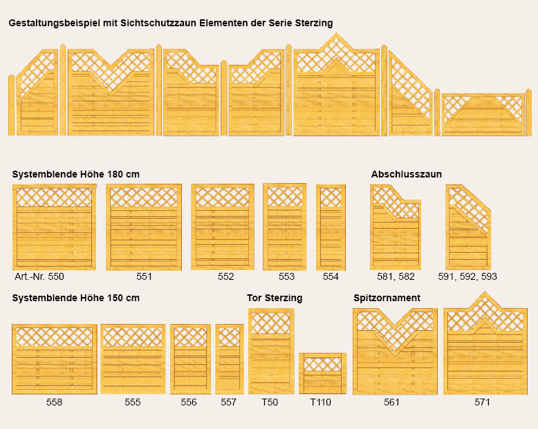 Artikelabbildungen Sichtschutzzaun Serie Sterzing