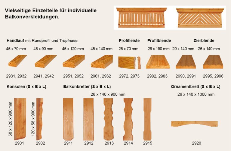 Balkonbretter für individuelle Balkonverkleidungen aus Holz
