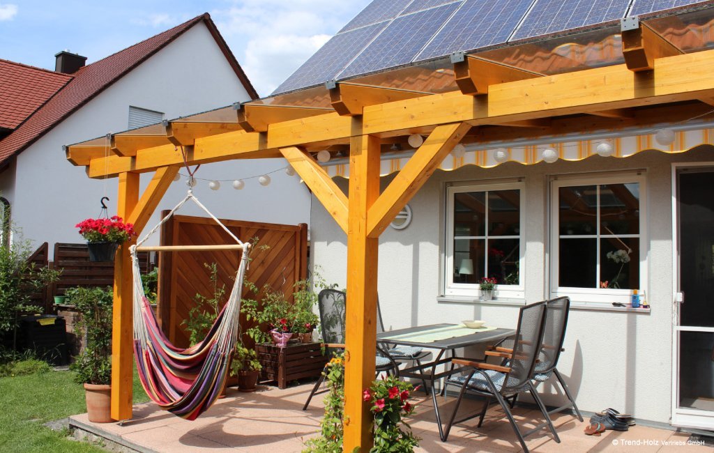 Ansicht Terrassenüberdachung aus Konstruktionsholz